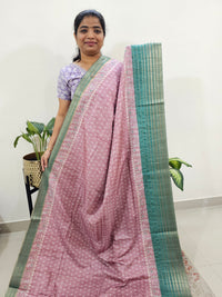 Semi Tussar with Digital Printed Saree - Pink with Green