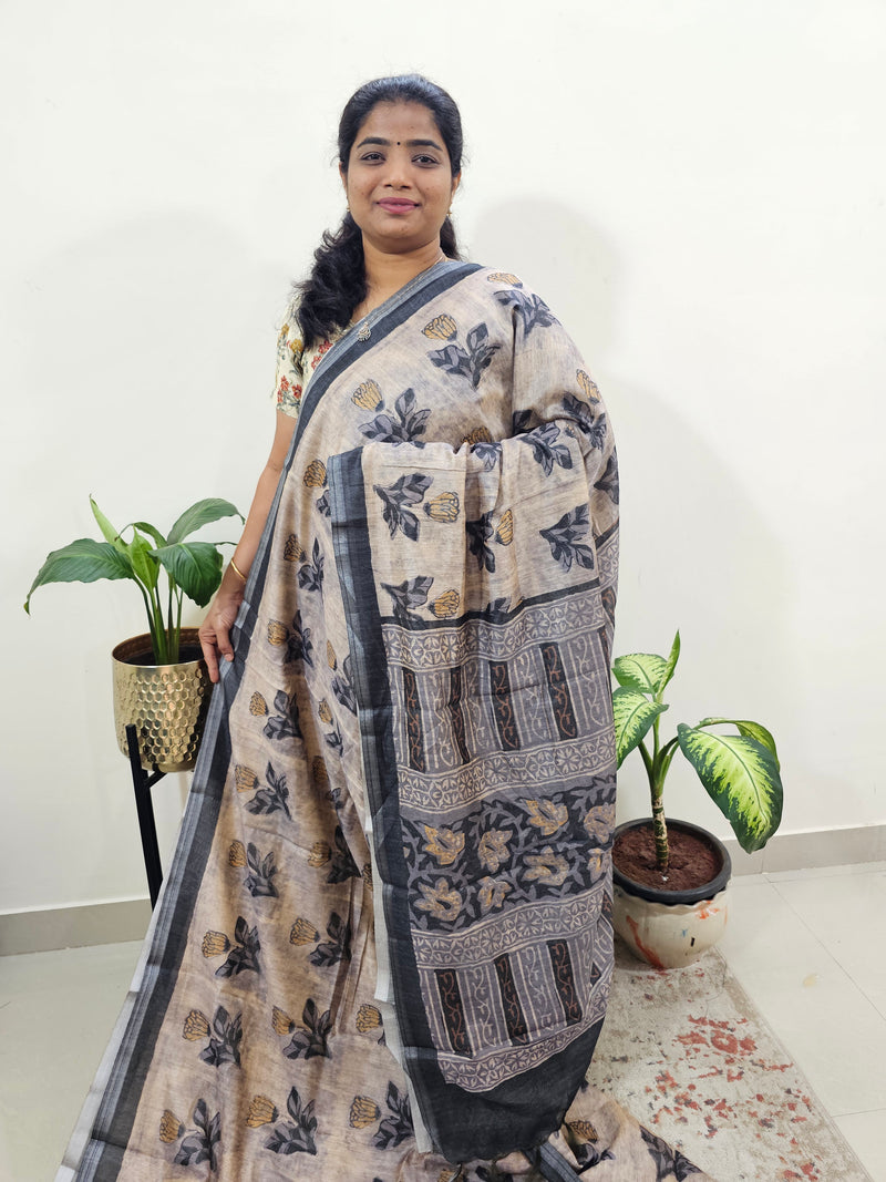 Soft Semi Chanderi Saree  - Grey