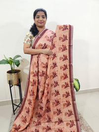 Soft Semi Chanderi Saree  - Brown
