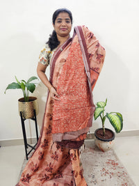Soft Semi Chanderi Saree  - Brown