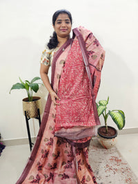 Soft Semi Chanderi Saree  - Onion Pink