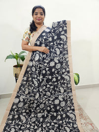Semi Chanderi Saree  - Black