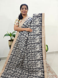 Semi Chanderi Saree  - Black