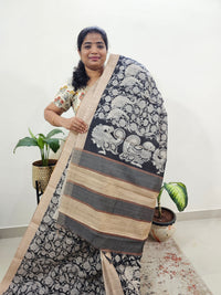 Semi Chanderi Saree  - Black