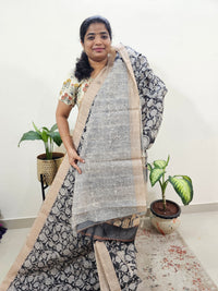 Semi Chanderi Saree  - Black