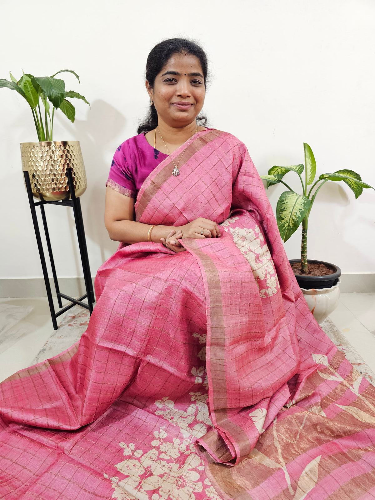 Pure Tussar Silk  - Pink