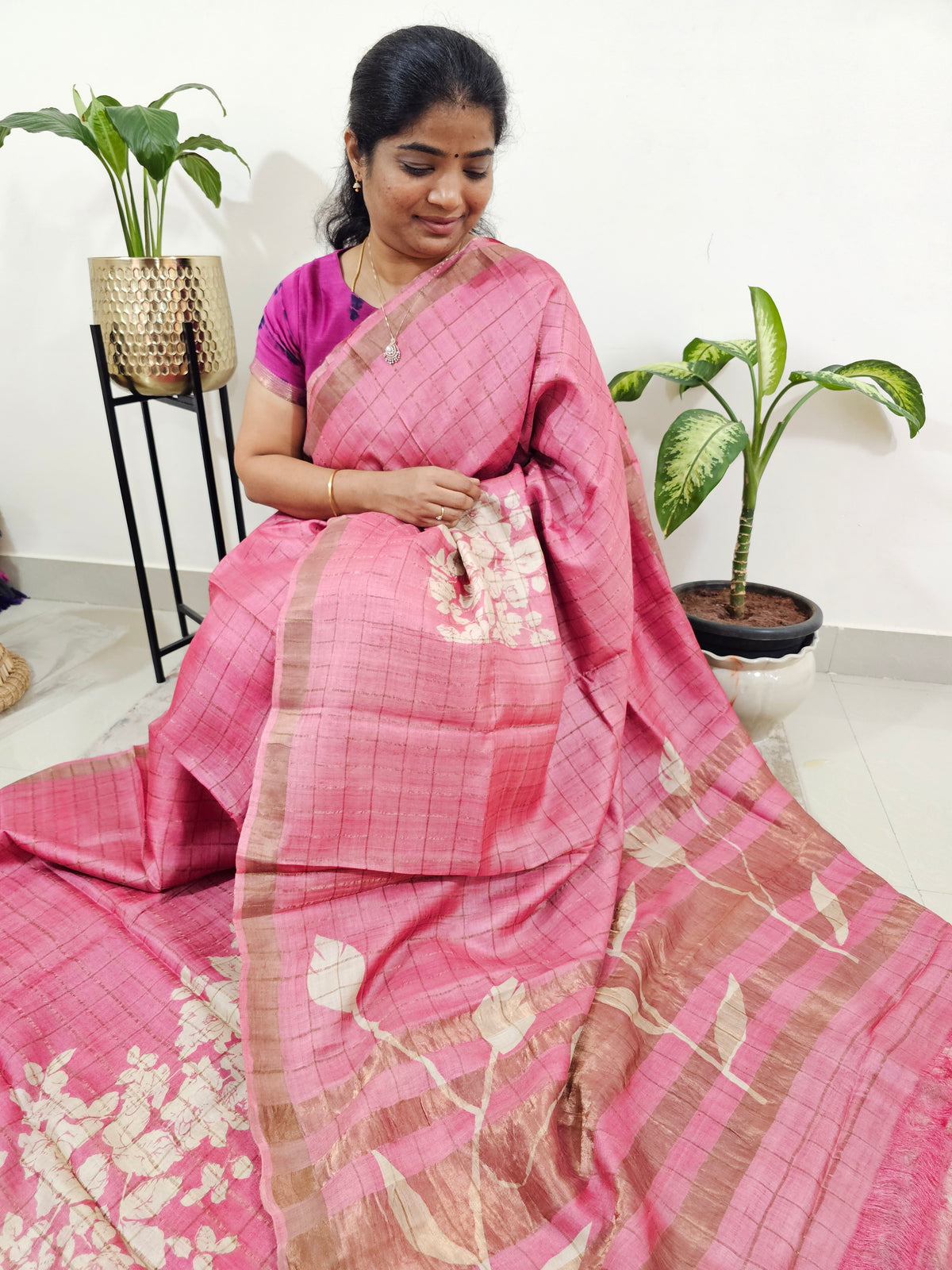Pure Tussar Silk  - Pink