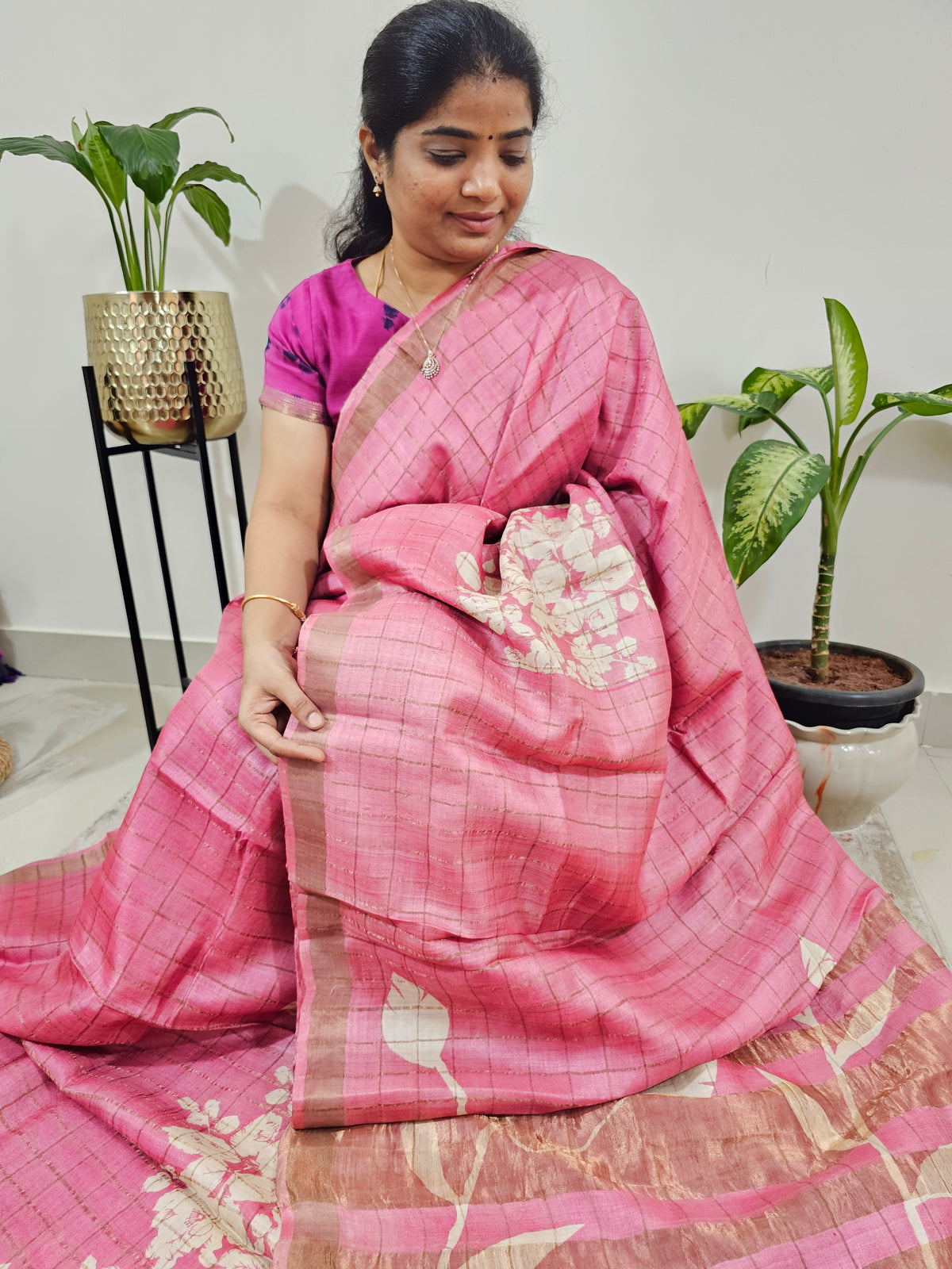 Pure Tussar Silk  - Pink