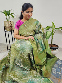 Pure Tussar Silk with Zari Checks  - Green Shade