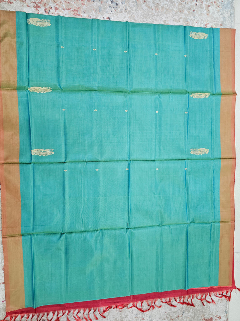 Chinnalampattu Saree - Sea Green with Red