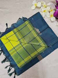 Chinnalampattu Saree- Green Check with Peacock Green