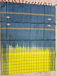 Chinnalampattu Saree- Green Check with Peacock Green