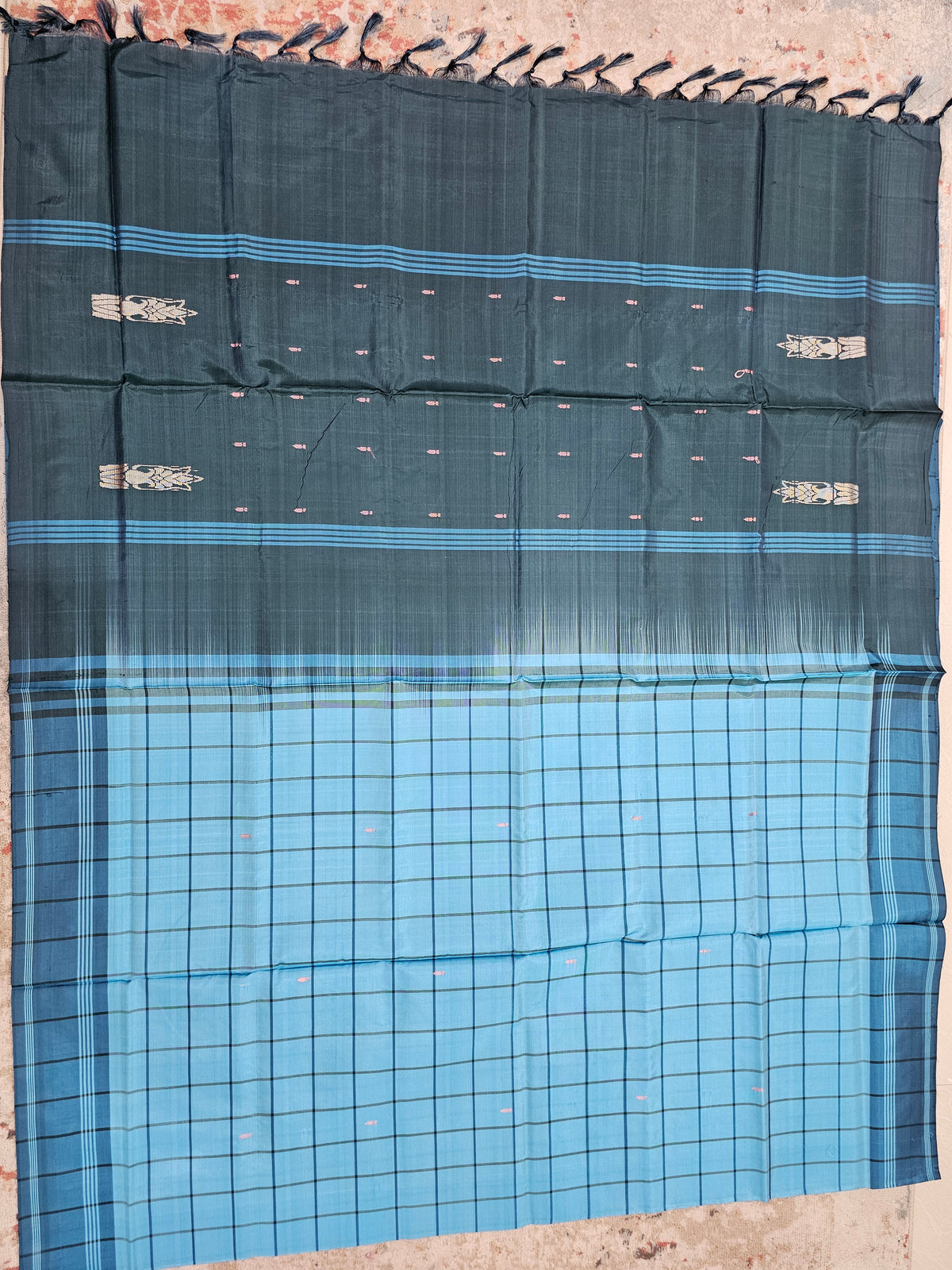 Chinnalampattu Saree - Blue with Peacock Green