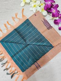 Chinnalampattu Saree - Peacock Green with Peach