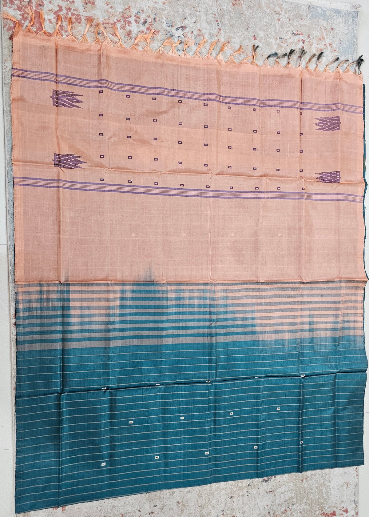 Chinnalampattu Saree - Peacock Green with Peach