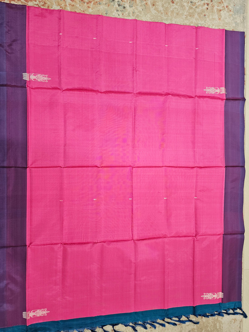 Chinnalampattu Saree - Pink with Peacock Blue