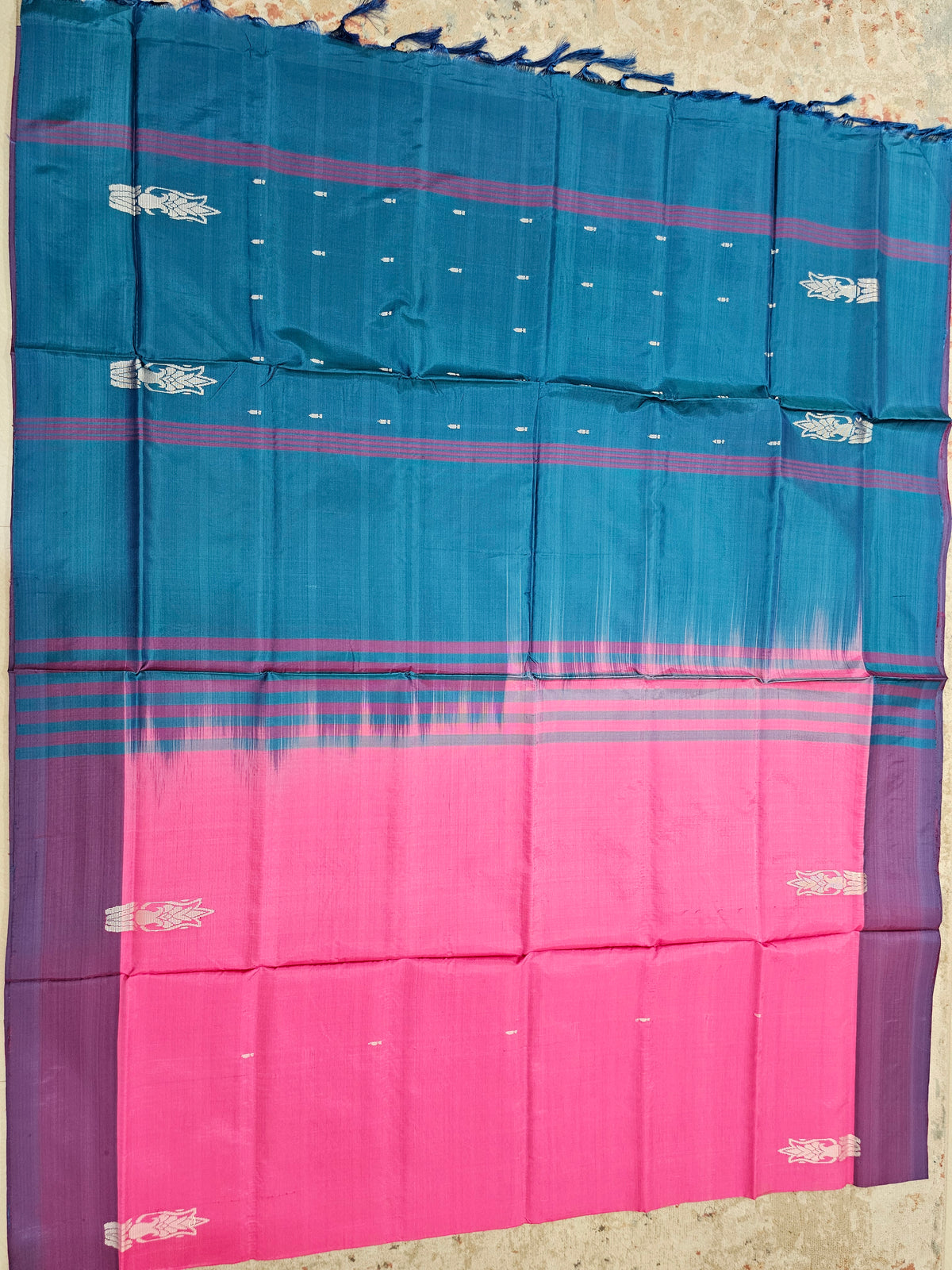 Chinnalampattu Saree - Pink with Peacock Blue