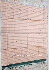Chinnalampattu Saree - Peach with Dark Green