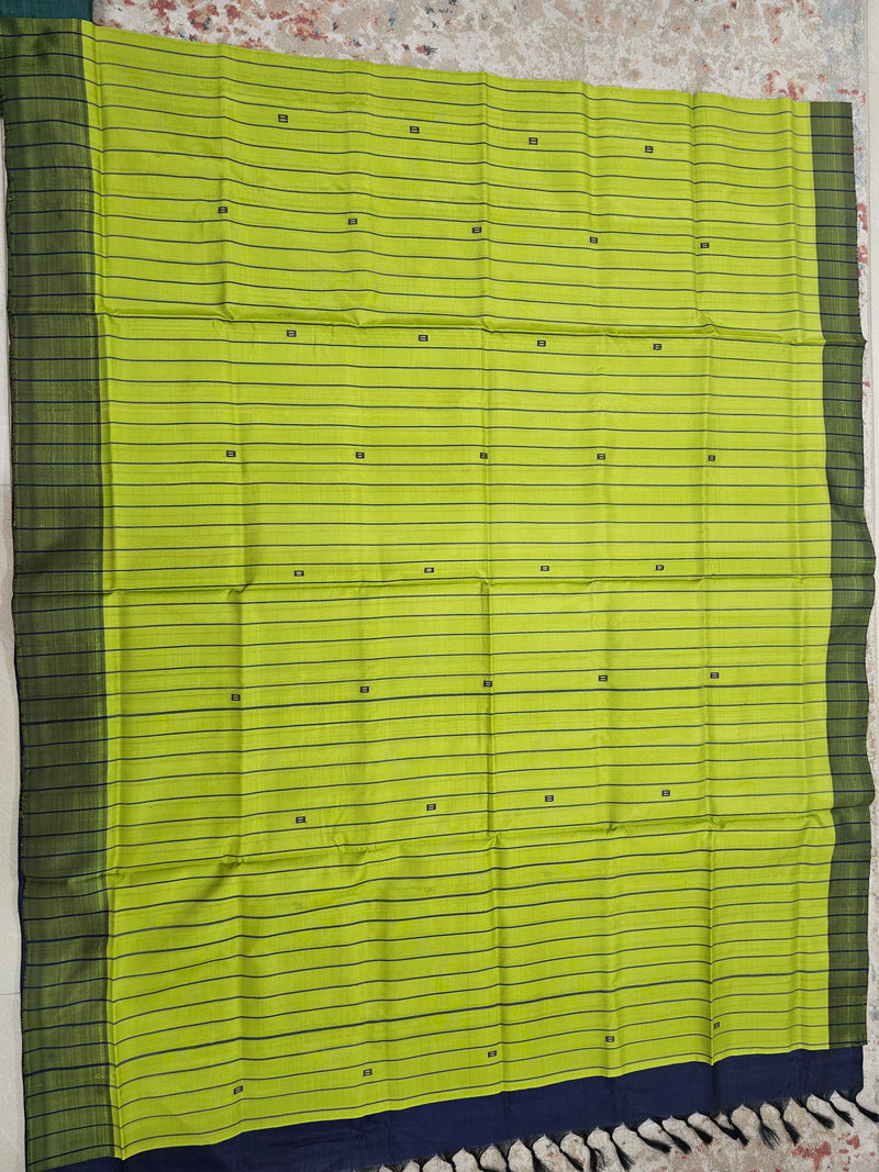 Chinnalampattu Saree - Green with Dark Blue
