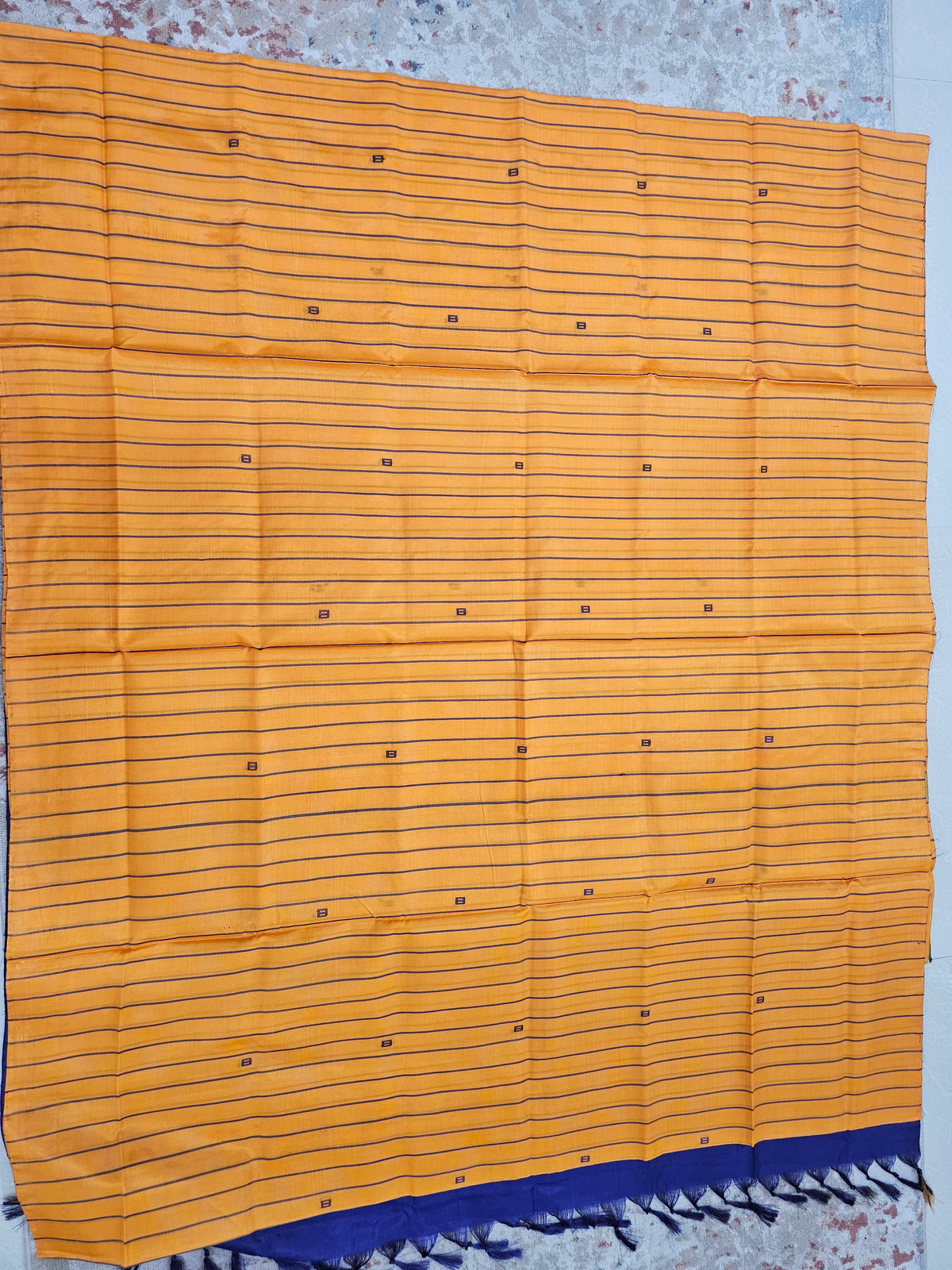 Chinnalampattu Saree - Orange with Blue