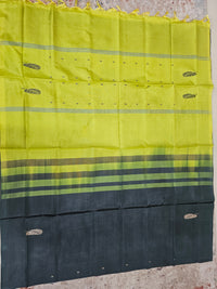 Chinnalampattu Saree - Dark Green with Lime Yellow