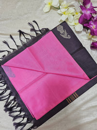 Chinnalampattu Saree - Pink with Dark Brown