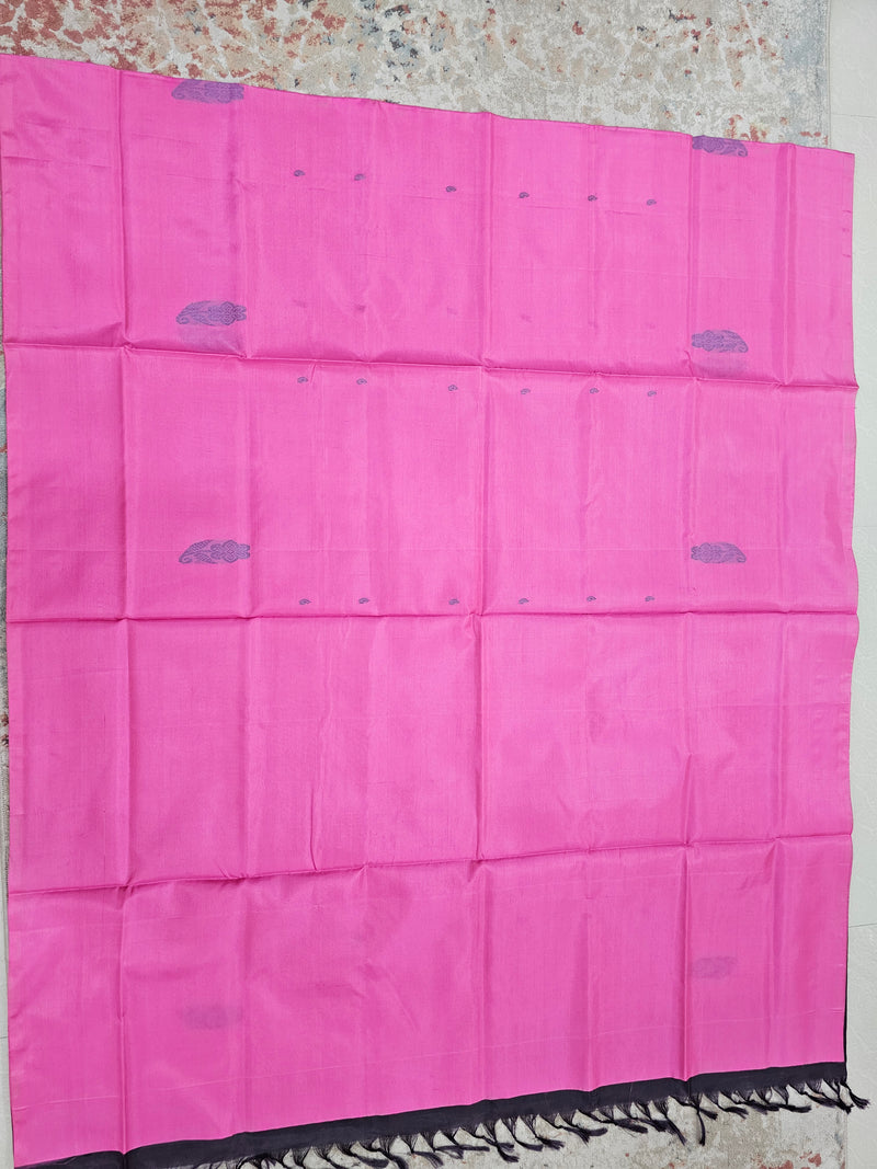 Chinnalampattu Saree - Pink with Dark Brown