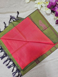 Chinnalampattu Saree - Dual Shade Orange Cum Pink with Green