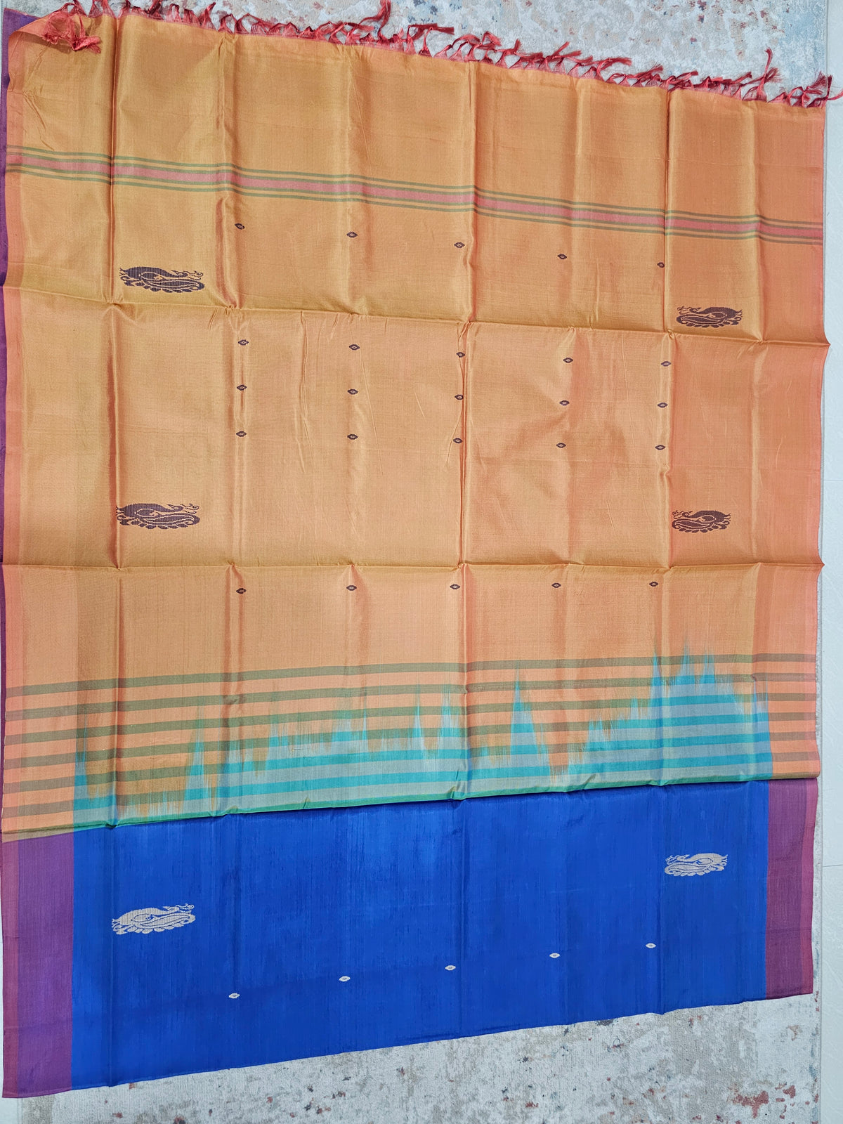 Chinnalampattu Saree - Blue with Orange