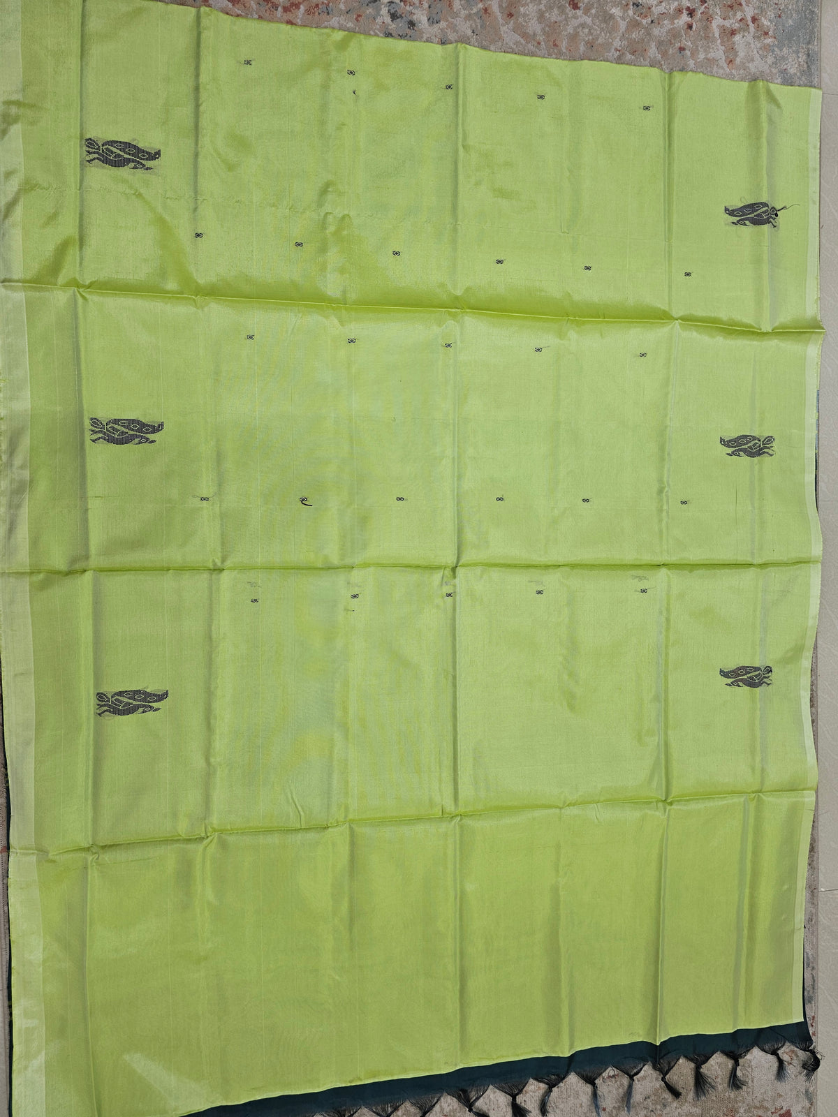 Chinnalampattu Saree - Pastel Lime Green with Peacock Green