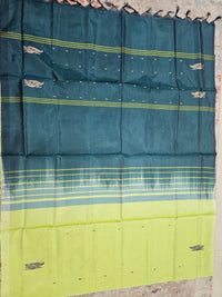 Chinnalampattu Saree - Pastel Lime Green with Peacock Green