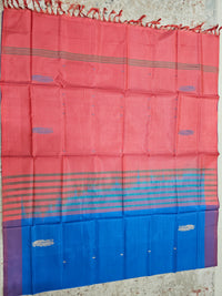 Chinnalampattu Saree - Blue with Peachish Red