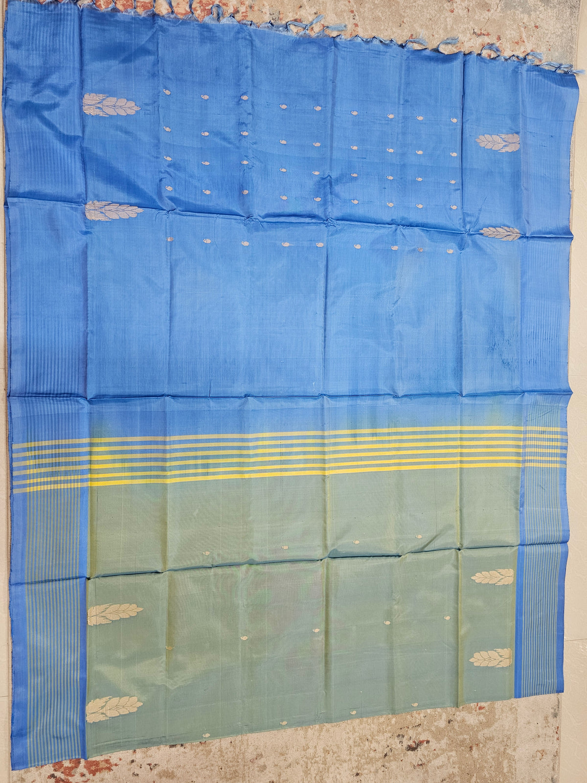Chinnalampattu Saree - Pastel Green with Blue