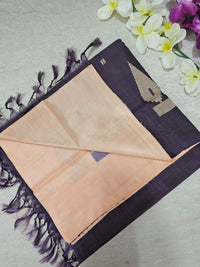 Chinnalampattu Saree - Peach with Brown