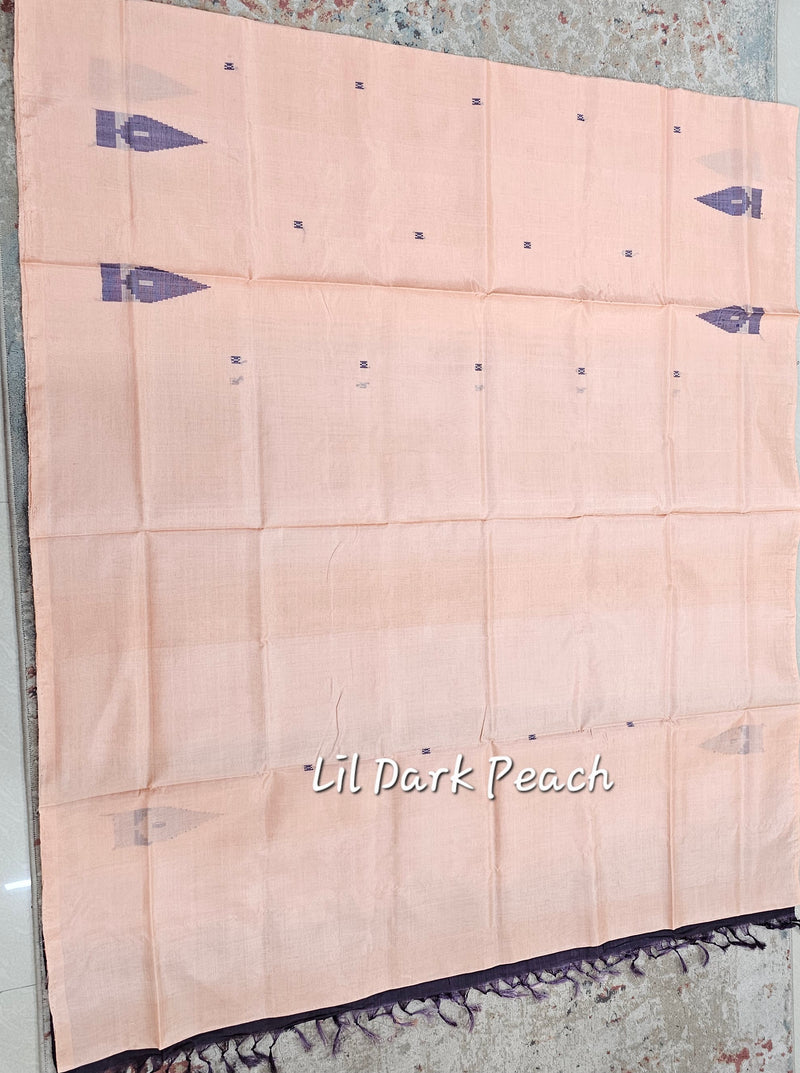 Chinnalampattu Saree - Peach with Brown