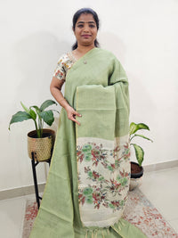 Linen Tissue with Digital Printed Sarees - Green