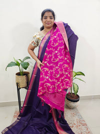 Semi Kathan Silk Saree - Purple with Pink