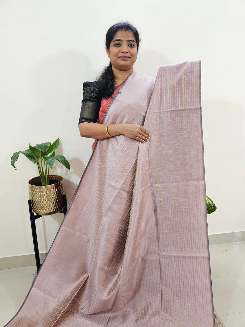 Semi Raw Silk Saree - Onion Pink with Magenta Pink