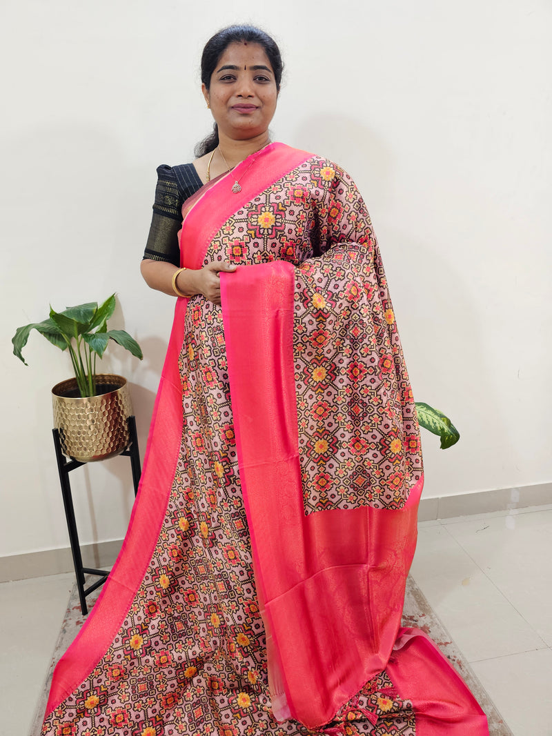 Semi Banarasi Soft Silk Saree - Pink