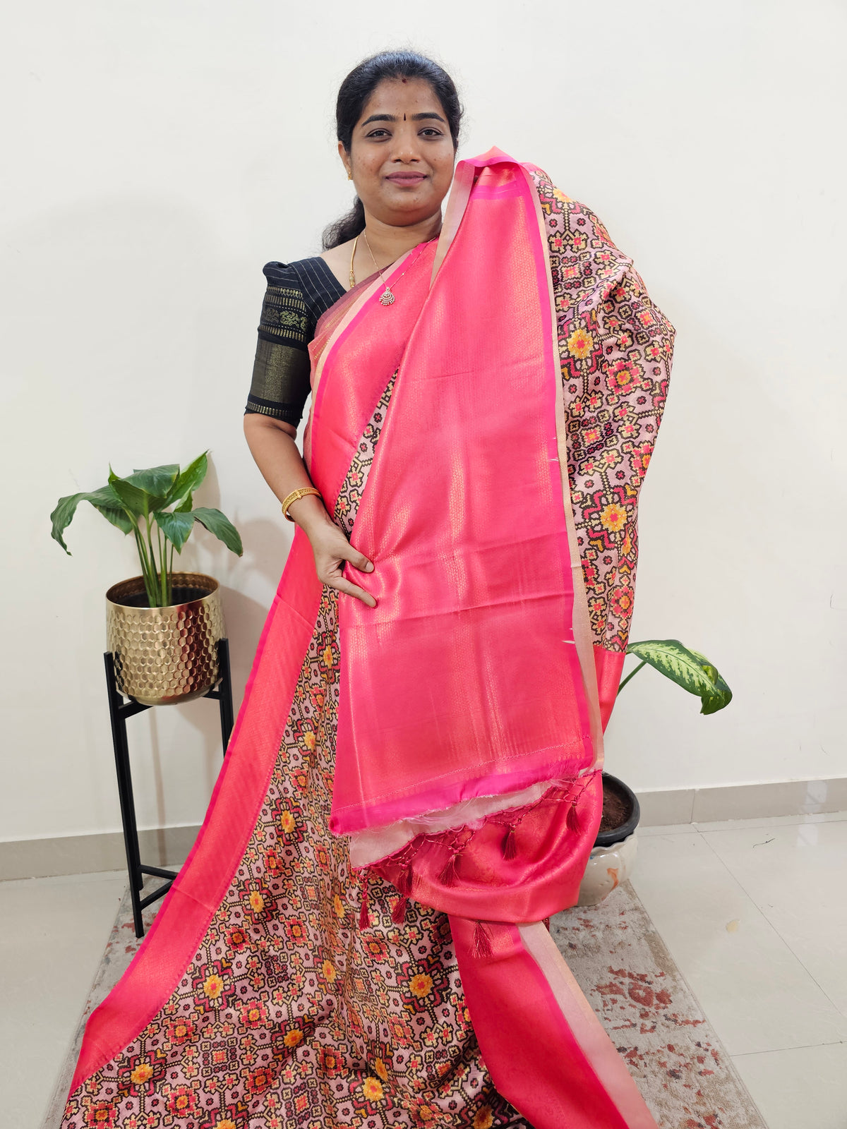 Semi Banarasi Soft Silk Saree - Pink