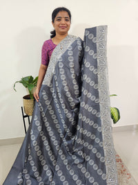 Semi Tussar with Cut Work Saree - Grey
