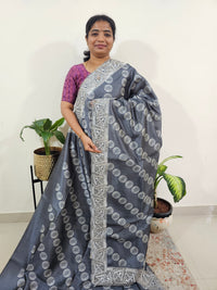 Semi Tussar with Cut Work Saree - Grey