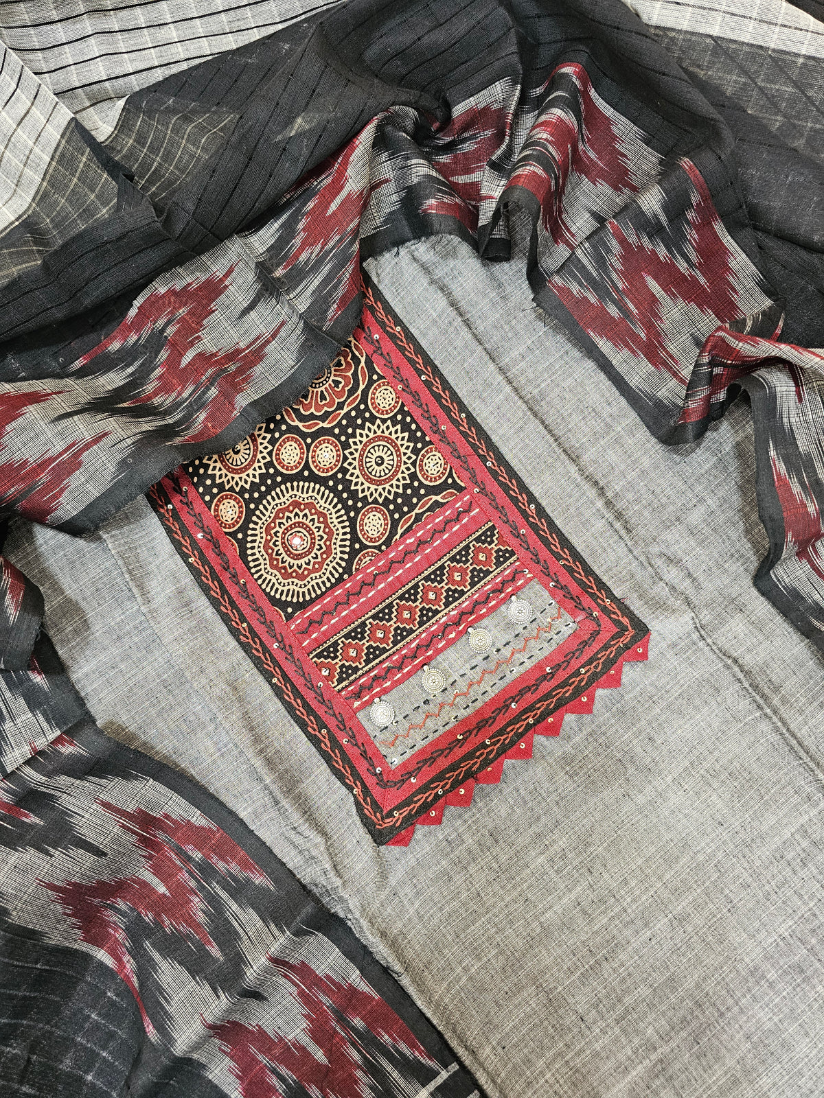 Pure Cotton -  Black with Maroon