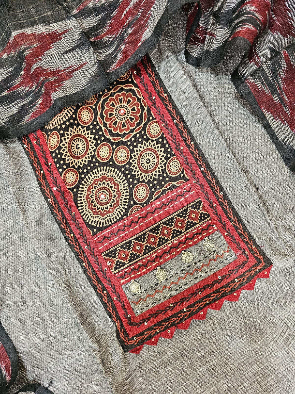 Pure Cotton -  Black with Maroon