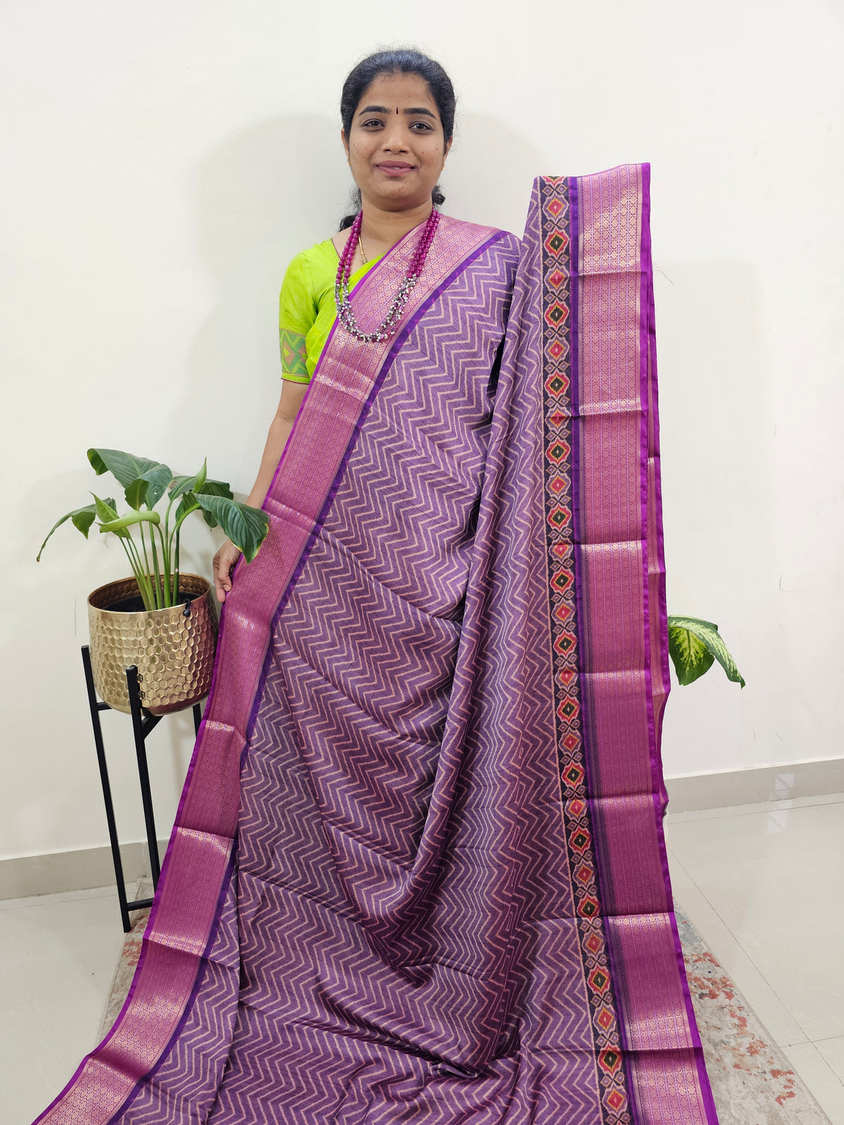 Semi Gadwal Silk Sarees with Digital Prints -Purple