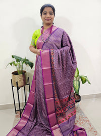 Semi Gadwal Silk Sarees with Digital Prints -Purple