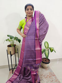 Semi Gadwal Silk Sarees with Digital Prints -Purple