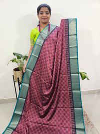 Semi Gadwal Silk Sarees with Digital Prints- Magenta with Sea Green