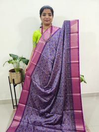 Semi Gadwal Silk Sarees with Digital Prints - Purple