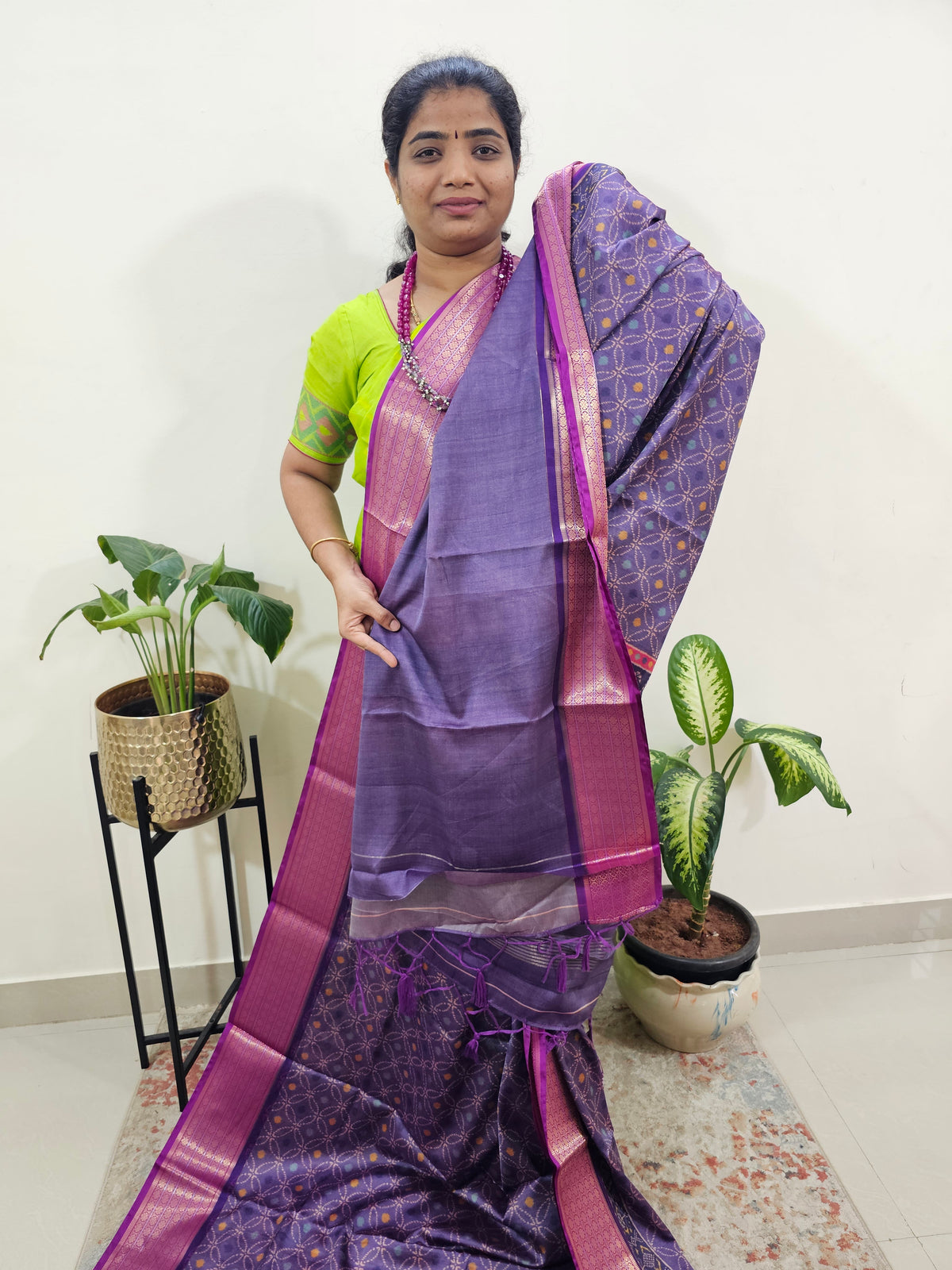Semi Gadwal Silk Sarees with Digital Prints - Purple